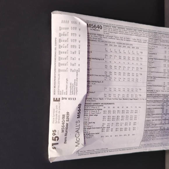 McCall's Easy M5640 Uncut Sewing Pattern Size RR (18W, 20W, 22W, 24W) Top, Tunic - Picture 3 of 4